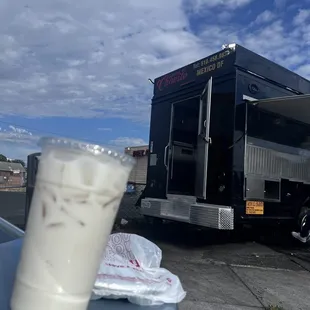 a taco truck parked in a parking lot