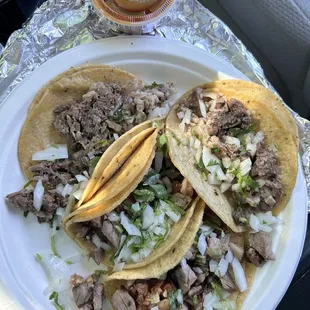 Carne Asada and Suadero Tacos. Delicious!