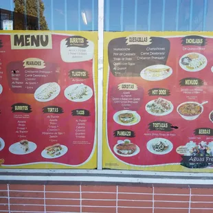 the menu of the restaurant