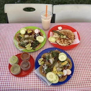 Gringa de Al Pastor, Agua de Horchata, Tacos, Salsas