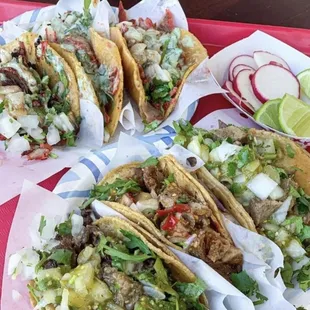 a variety of tacoss