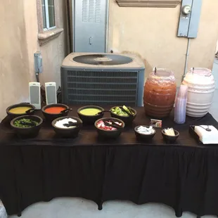 Our set up with Horchata and tamarindo