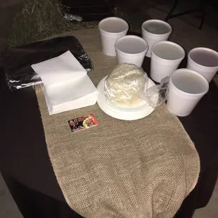 All leftover get packed up by us they are all yours to keep.