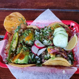 Asada and Carnitas tacos.