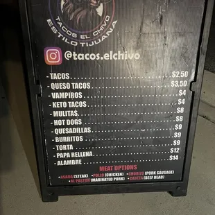 a menu for a mexican restaurant