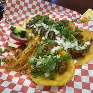 Asada and pastor tacos