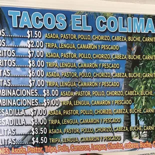 Our menu