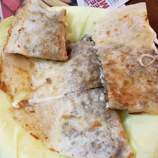 Carne asada quesadilla (don&apos;t mind the bite taken out of it) ;-)