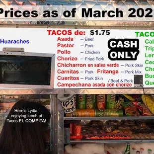 March 2021 Prices &amp; Menu (CASH ONLY)