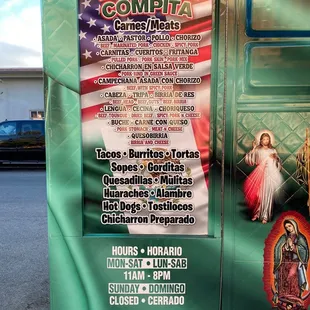 Updated menu and hours