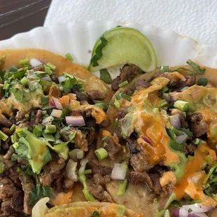 The tacos where bommmm the tortilla was nice and crispy