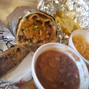 Delicious beans and rice, really glad I got to try the sides with my burrito.