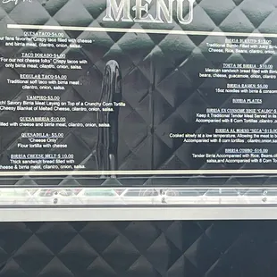 menu