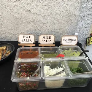 a variety of salsas