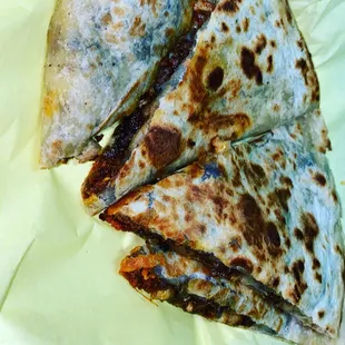 three pieces of quesadilla