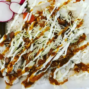 a close up of a taco