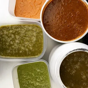 a variety of sauces