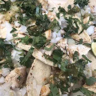 Tacos de Pollo con tortillas echas a mano