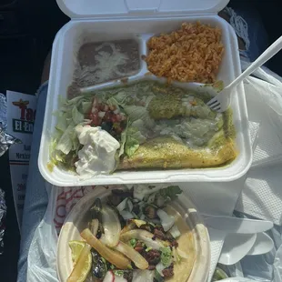 enchilada plate and taco