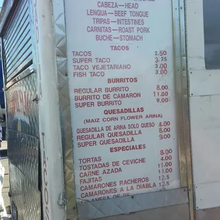 Prices as of November 29, 2017. Cash only.  I ordered 2 grilled steak tacos and it was delicious! Comes with a tiny side of tortilla chips.