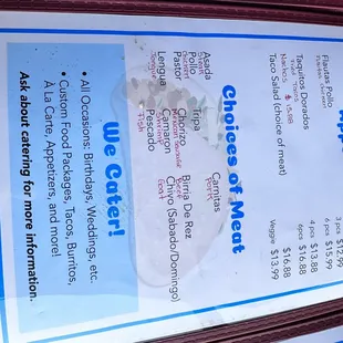 menu