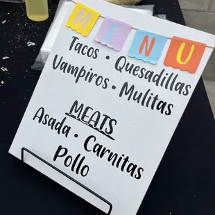 a menu for a mexican restaurant