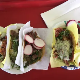 Left to right: Asada(1), Lengua(2), Adobada(2)