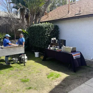 Taco stand setup in our backyard for our baby shower!