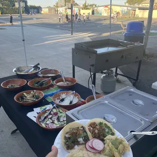 Salsa bar and grill setup