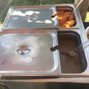 Rice and beans in warmer