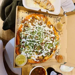 The Birria Pizza and Fried Elote