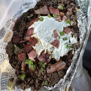 Loaded potato with choice of meat