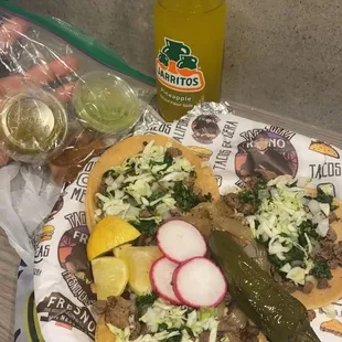 Asada tacos ! I always get them and man they&apos;re my favorite supper flavorful. also would highly recommended there horchata &amp; jamaica drink