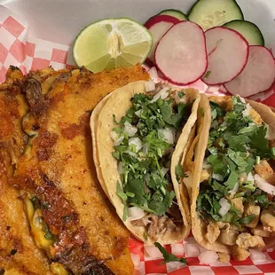 2 Quesabirria 1 chicken and 1 carnitas