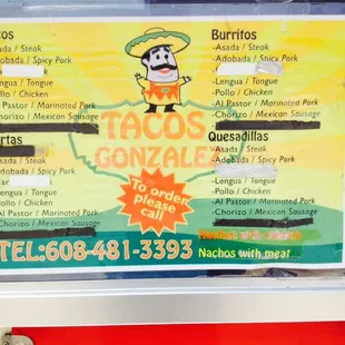 a menu for a mexican restaurant