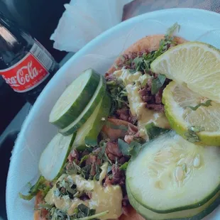 Tacos Asada and of course Una Coca De Botella !! Perfect match