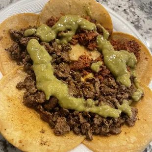 Tacos de asada and Al pastor