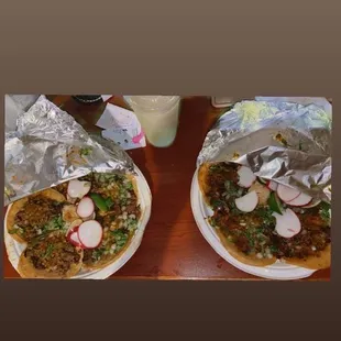 Carne Asada (left) Al Pastor (right)