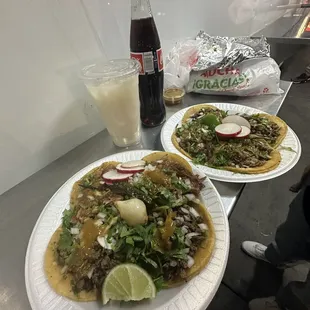 TACO CARNITAS, TACO ASADA, Horchata Mediana