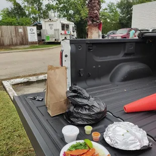 burgers, outside