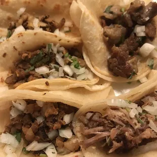 Carnitas, lingua, and tripas. $1 each.