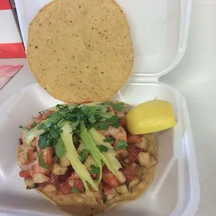 Shrimp tostada