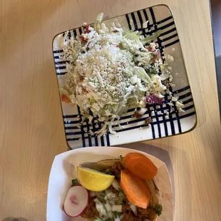 Asada sope and pastor taco