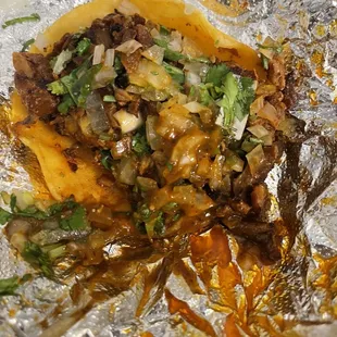 Al pastor taco with AMAZING SALSA