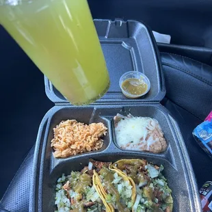 Three tacos the TACOS DE AL PASTOR combo. Yummy