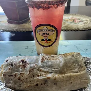 Asada and tripa burrito