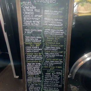Menu as of March 2023