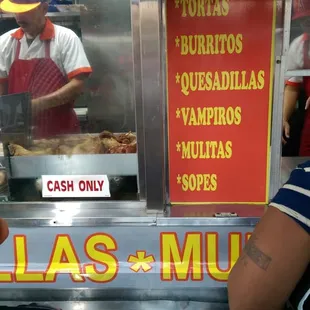 Menu, oh and cash only.