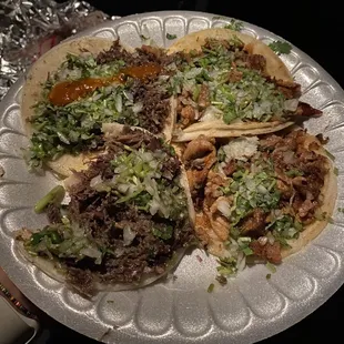 Al pastor and cabeza Tacos