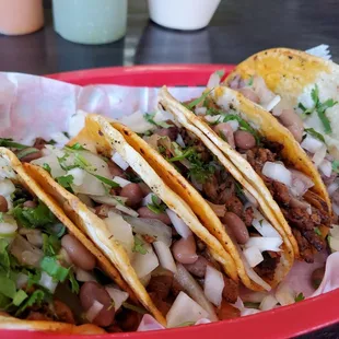Lengua and al pastor tacos